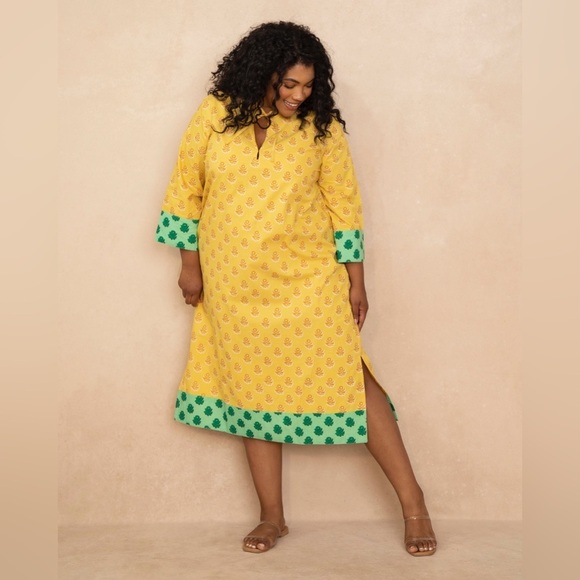 PRINTFRESH X PENCIL & PAPER CO 3/4 Sleeve Summer Kaftan Dress Size XXS NWT - Picture 3 of 7